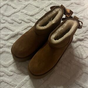 Women's Faux-Suede Shearling-Lined Ankle Booties - Brown